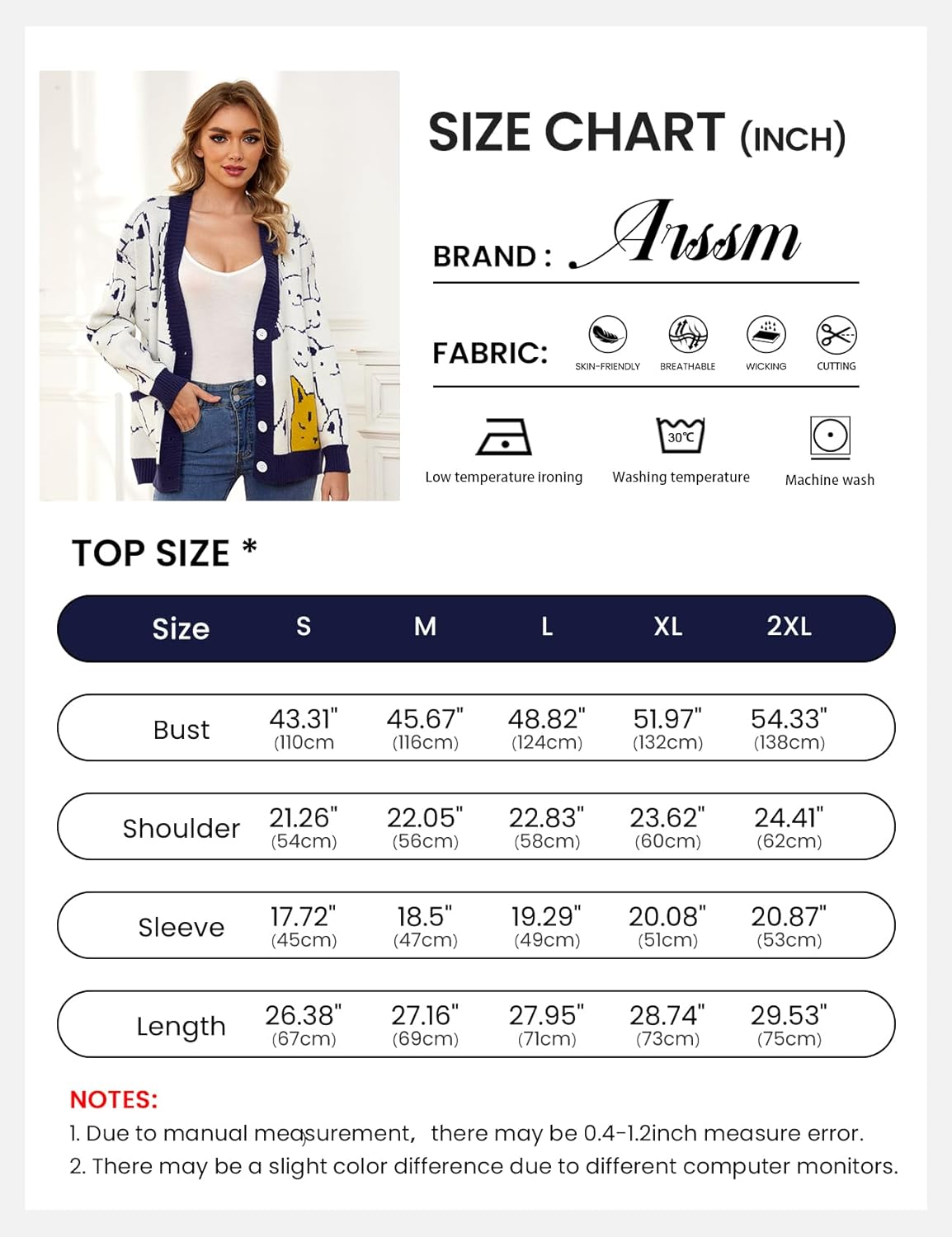 Arssm Cat Sweater for Women Oversized Button Down V Neck Knit Cardigan Cute Kawaii Cartoon Print Sweater Fall Clothes - Image 7