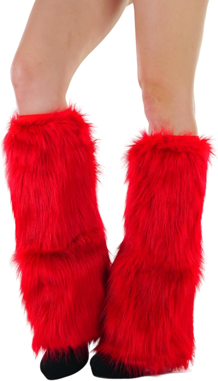 ToBeInStyle Women’s Faux Vibrant Fur Retro Daring 60' Inspired Ravewear Knee High Leg Warmers