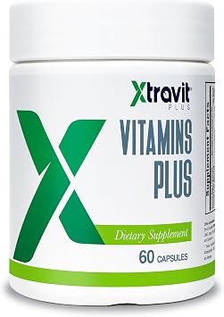 Vitamins Plus Supplement - Natural Daily Mens & Womens Multivitamin with Iron, Minerals, Digestive Enzymes, Antioxidants for Energy, Brain, Digestive Support - No Fillers, 60 Capsules