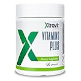 Xtravit Vitamins Plus Supplement - Natural Daily Men’s & Women’s Multivitamin with Iron, Minerals, Digestive Enzymes, & Antioxidants for Energy, Brain, & Digestive Support - No Fillers, 60 Capsules