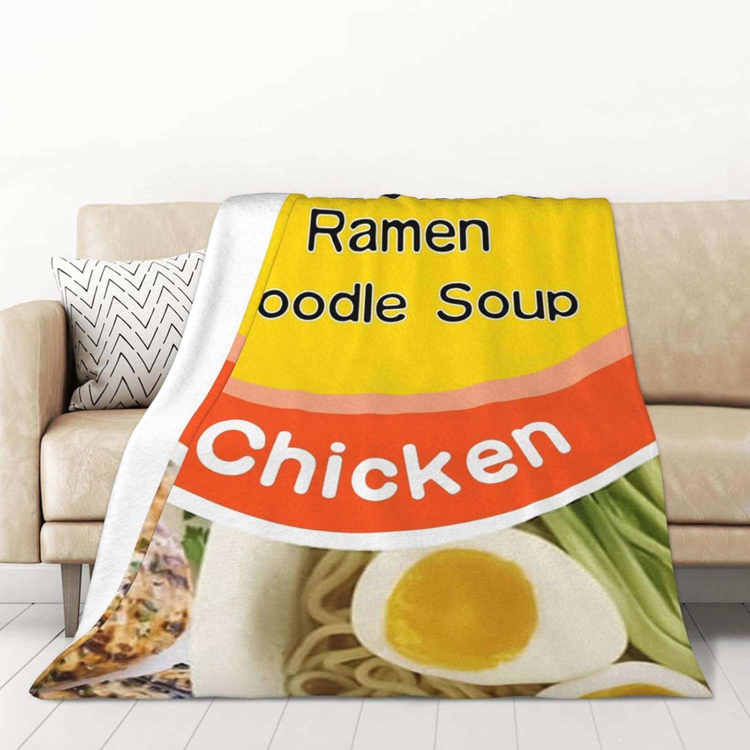 Ramen Noodle Soup Beef Flavor Ramen Noodles Soup Throw Blanket Fuzzy Plush Fleece