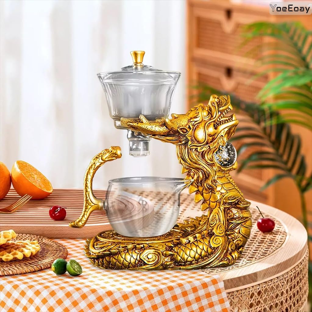 Kung Fu Glas Tee Set Halbautomatisches Teeset Magnetische Teekanne Faul Tropf Kung Fu Tee Set Kung Fu Teekanne- Tee Geschenke Für Männer(Kung-Fu-Teekanne)