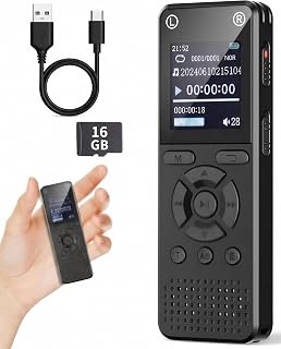 Digital Voice Recorder 16GB Recording Pen with Playback Audio Record | Voice Activated Recording Device with Noise Reduction, A-B Repeat, MP3, Display Password, Pocket Digital Recorder for Meeting