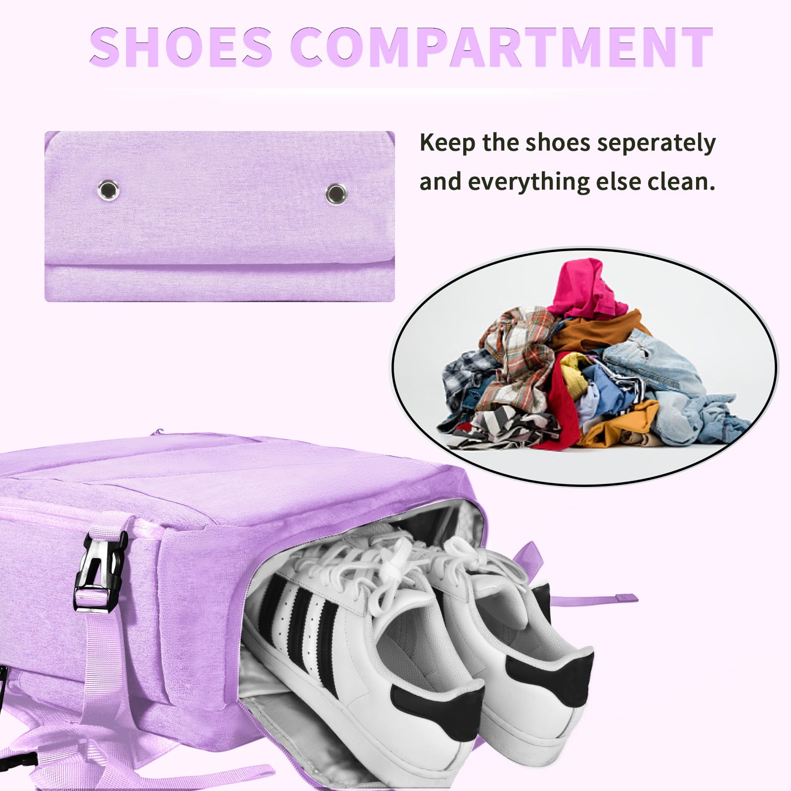 Leyrica Zaino da Viaggio per Easyjet 45x36x20, Bagaglio a Mano Borsone Cabina Zaino per Viaggiare in Aereo per Laptop Daypack Casual Zaino Università Zaino (Viola)