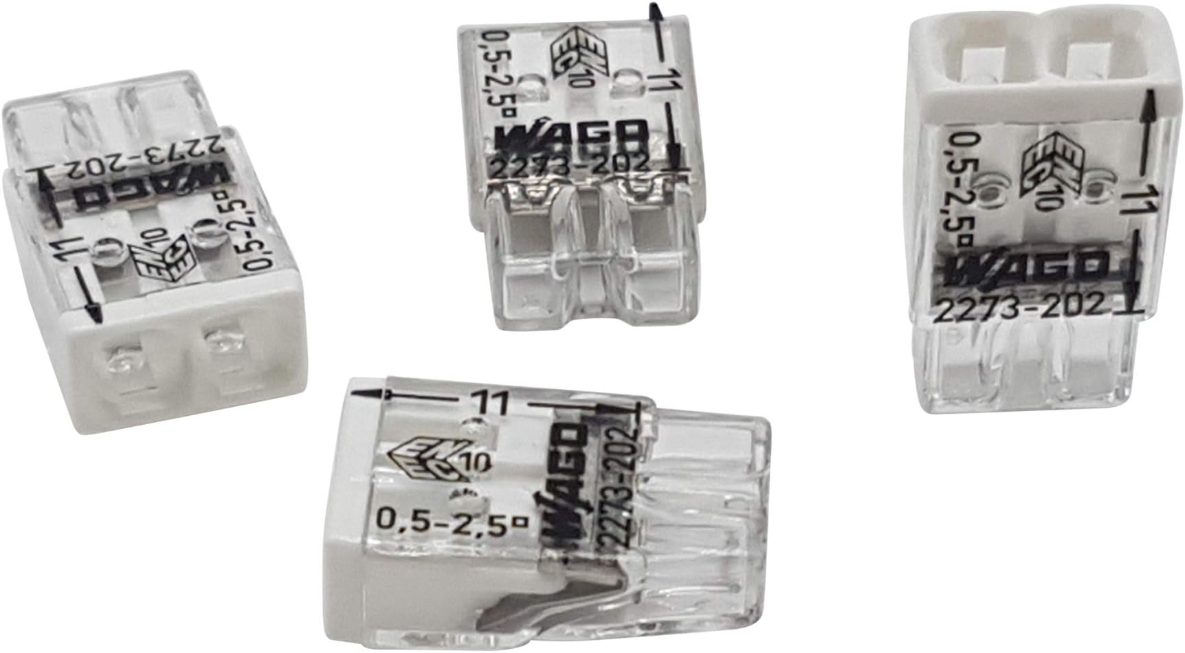 2273-202 Compact Junction Box Terminal Diameter 0.5 - 2.5 mm² 2-Pin Transparent / White Pack of 20