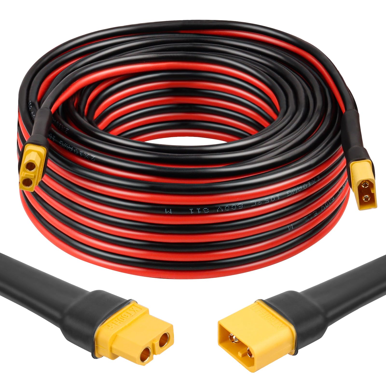 Cavo di prolunga XT60, 10 m, 10 AWG, filo di rame stagnato con connettori XT60 maschio a femmina, cavo di alimentazione resistente per modelli RC, drone e applicazioni solari