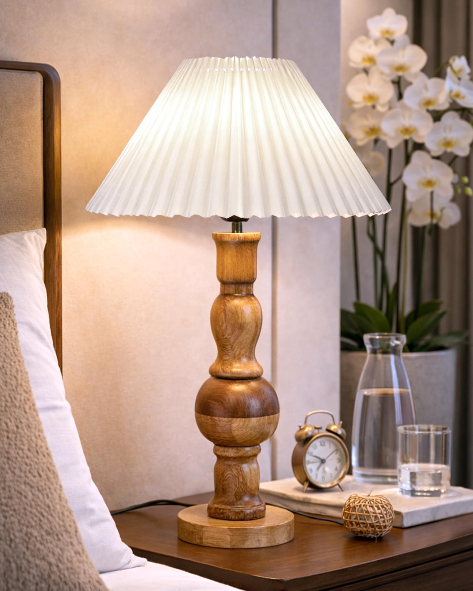 Rustic Green Wooden Table Lamp - Homesake -18