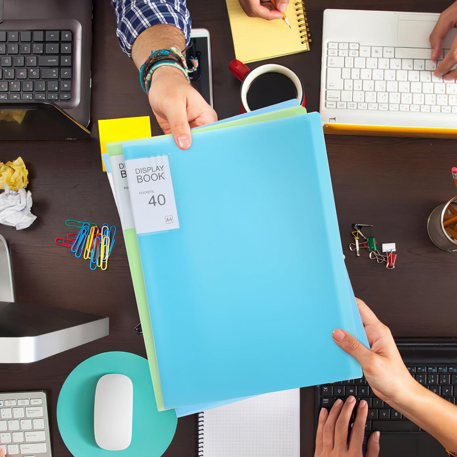 5 Pcs A4 Presentation Book with 40 Pockets, Plastic Portfolio Folder
