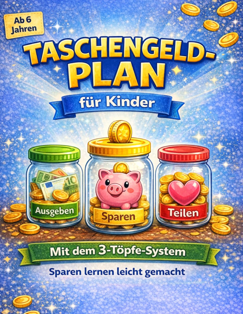 Taschengeld-Plan für Kinder: Sparen lernen für Kinder: Mit dem 3-Töpfe-System spielerisch Geld verstehen, ausgeben und sparen – inkl. Taschengeld-Planer