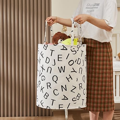 Miniatura 7 de Cesta de almacenamiento grande para niñas y niños, cesta de lavandería plegable con asas largas, contenedores de juguetes para guardería, decoración