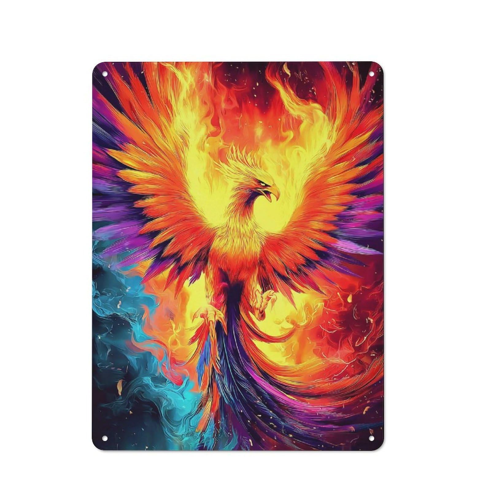 Junmoney Phoenix Rising A Fiery Fantasy Artwork Vintage Tin Sign With Design 40X30cm, Vintage Cafe Wall Decor For Coffee Bar, Kitchen, Bistro Or Tea Corner