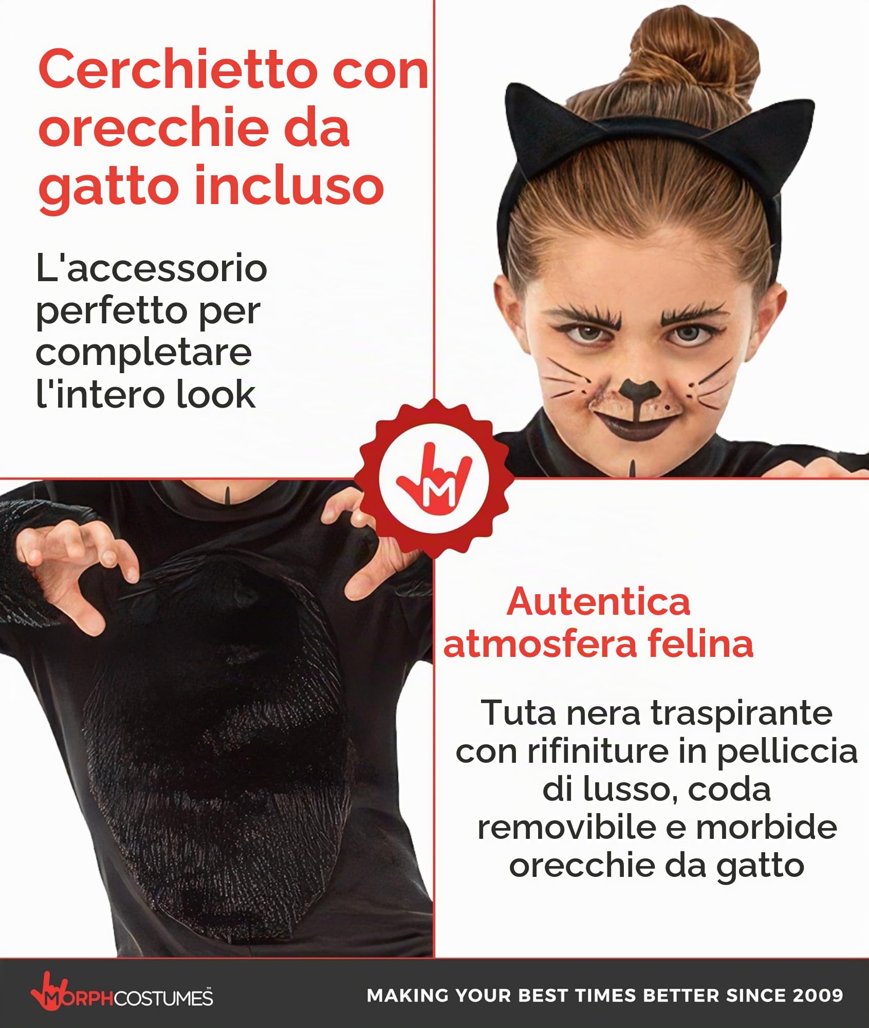 Fun Shack Costume Gatto Bambina, Costume Gattino Halloween