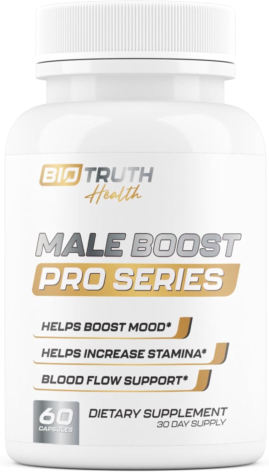 Male Boost PRO Series - The Ultimate Male Supplement - Pills for Men Fast Acting Blood Flow for Manhood, Muscle, Strength, Stamina - Overall Test Level Support - HornyGoatWeed + 8 More - 60 Capsules