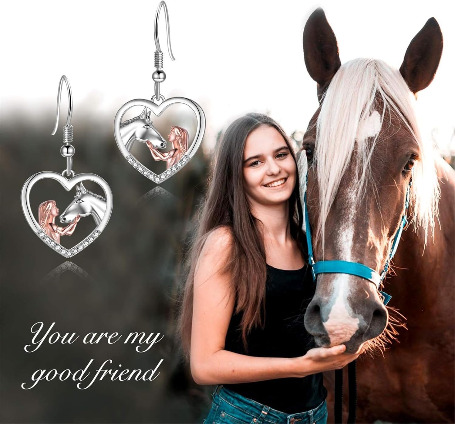 MALOYANVE Horse Earrings Cute Heart Horse Lightweight Statement Dangle Earrings Kentucky Derby Jewelry for Horse Lover Women - Image 3