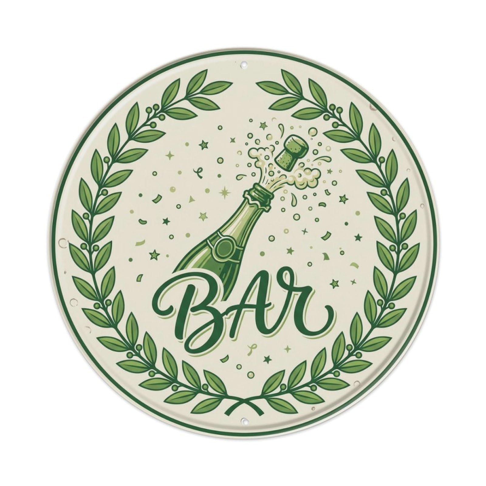 BAR Vintage Pub Shield Metal Tin Sign Plaque Wall Decor for Cafe, Club Bar, Office, Home Garden Round Metal Poster 8x8Inch