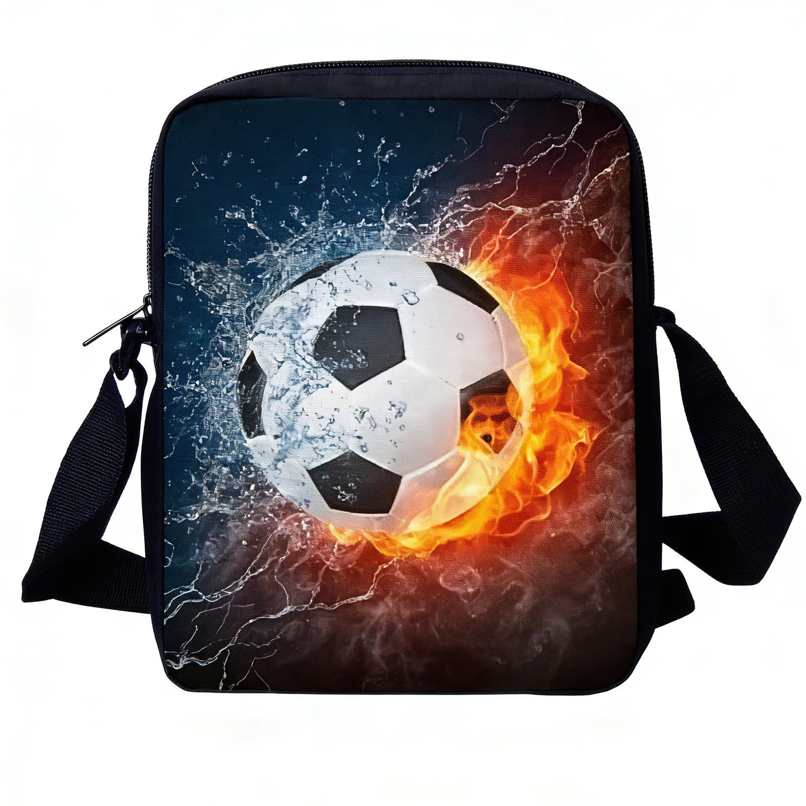 HAFRILY Football Lunch Box Bag Boys Lunch Boxes for School Kids Pack Lunch Bag for Camping, Beach, Outdoor Travel, BBQ, Versatile Shoulder Strap