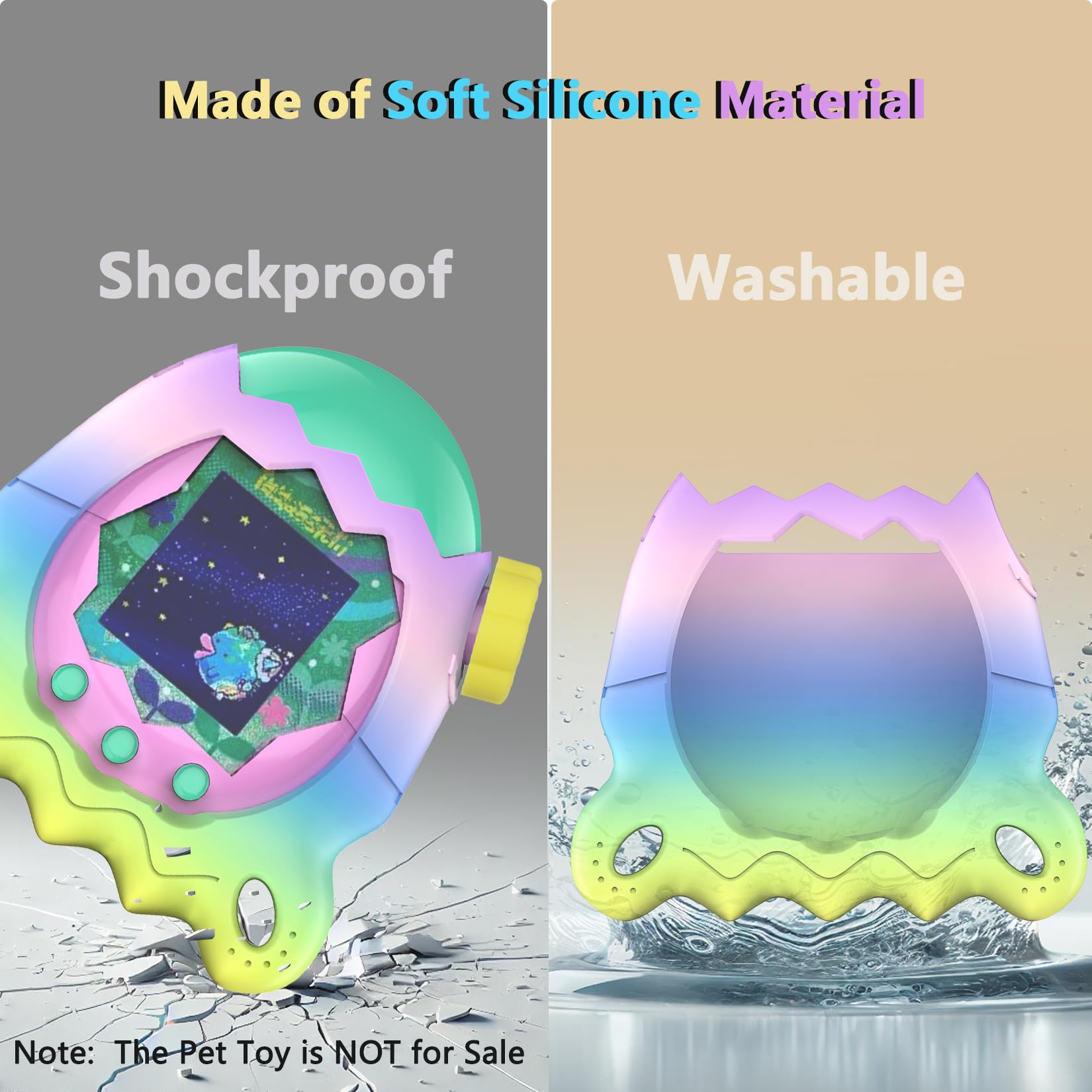 Tamagotchi Paradise - Funda de silicona con tapa de botón, funda protectora con protector de pantalla y cordón para accesorios para mascotas Tamagotchi Paradise (arcoíris) 4