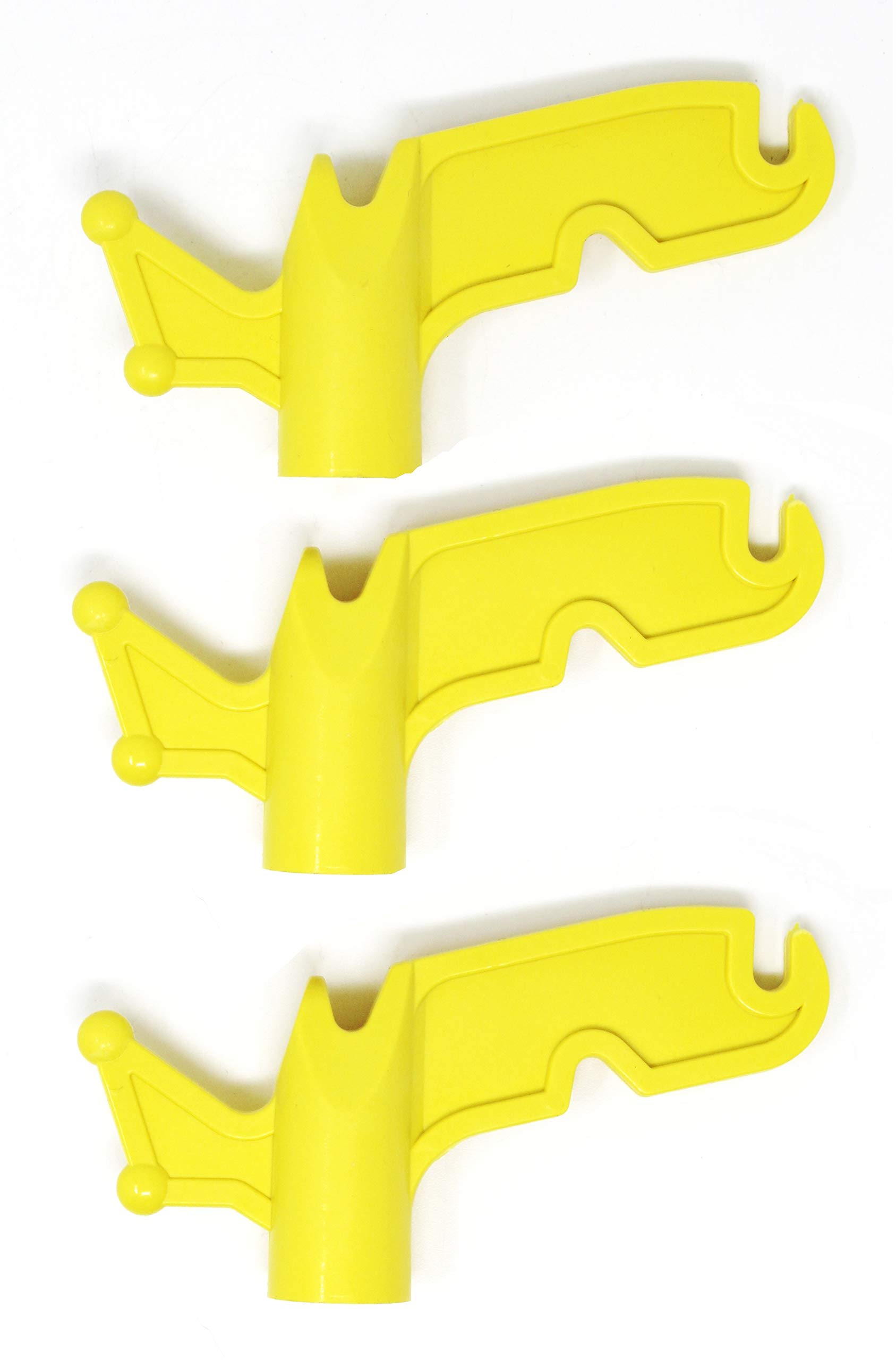 JSP ManufacturingMulti-Purpose Plastic Utility Hook Screw On Pole Attachment (Pole NOT Included) - Hang Christmas Lights, Bird feeders, Sting Lights, Ropes, Boat Lines (3, Yellow)