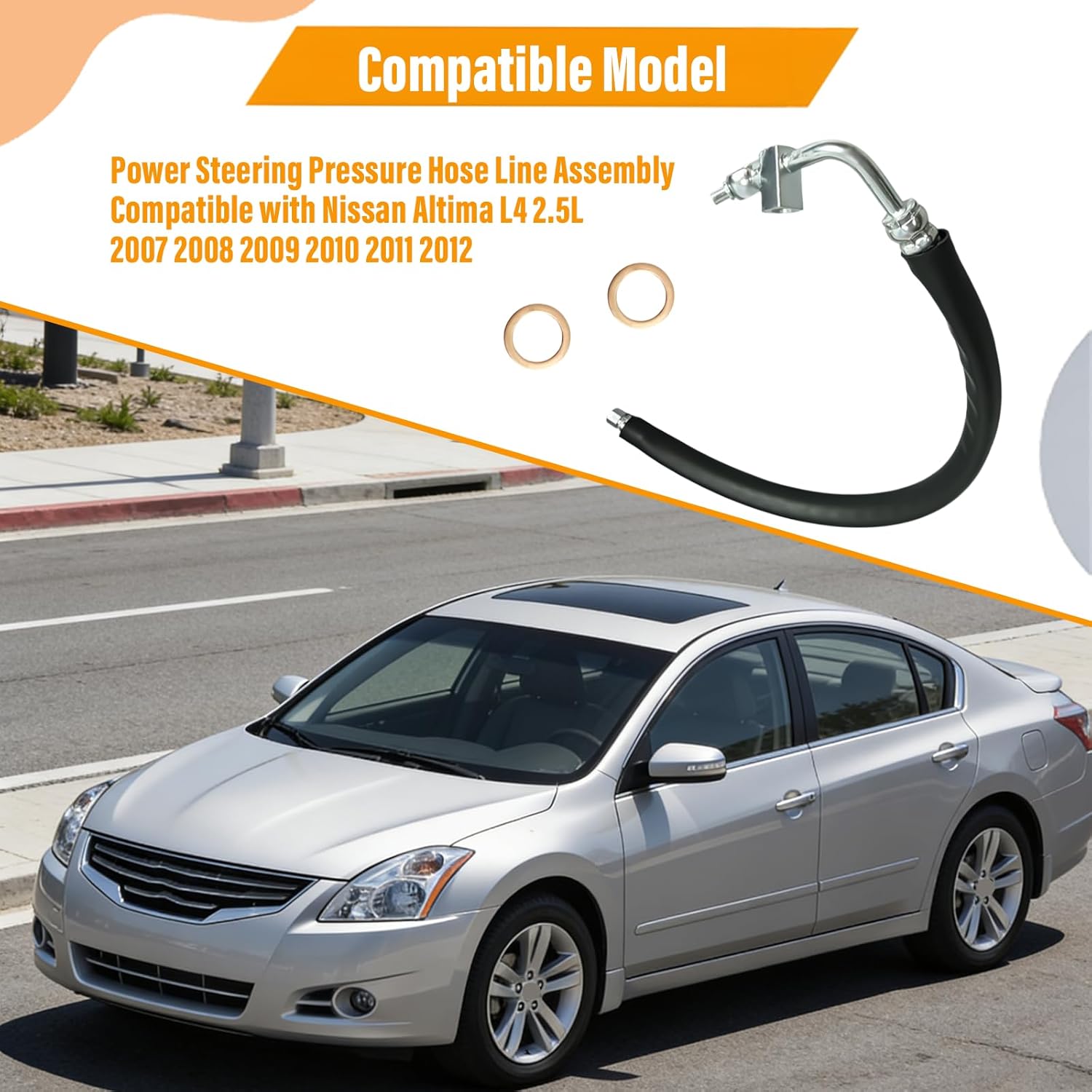 Power Steering Pressure Hose Compatible with Nissan Altima L4 2.5L 2007 2008 2009 2010 2011 2012 49720JA000 3402511