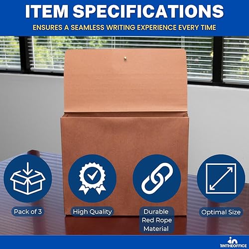 Miniatura 7 de 1InTheOffice Carpeta de archivos expandible con solapa y cierre de cordón, expansión de 5-1/4 pulgadas, tamaño carta, cartera roja, paquete de 3