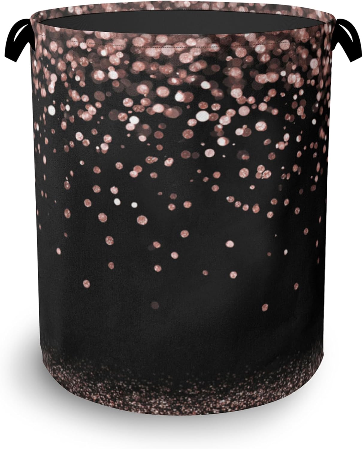 Pink Glitter Laundry Hamper,Dirty Clothes Laundry Basket with Handles Waterproof Oxford Cloth Storage Basket for College Dorms Bathroom Bedroom 16" x 20.8"