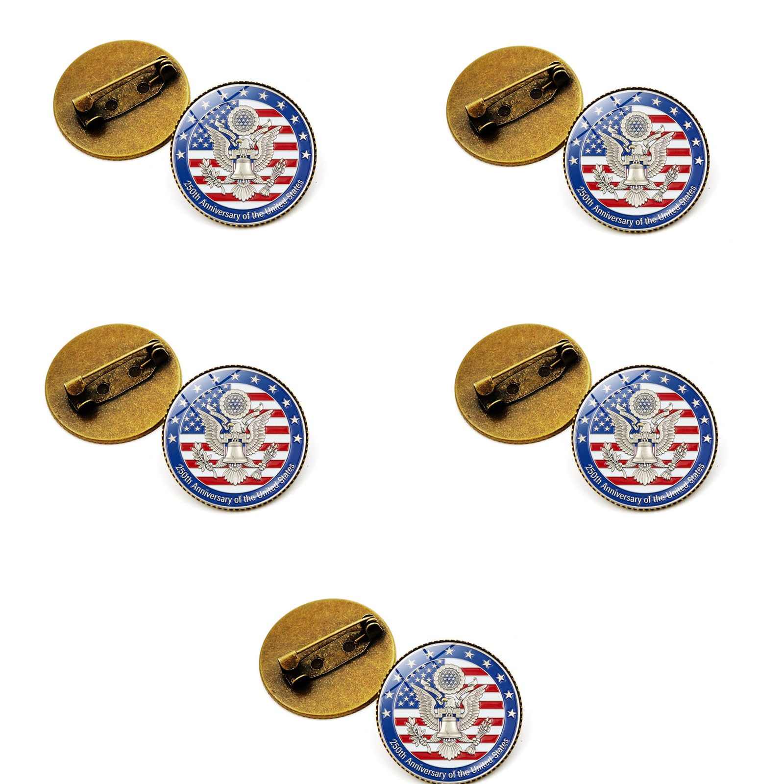 Americans - Broche conmemorativo del 250 aniversario para abrigo, bolsa o cuaderno, decoración de ropa, accesorios de ropa, insignia conmemorativa de moda antigua