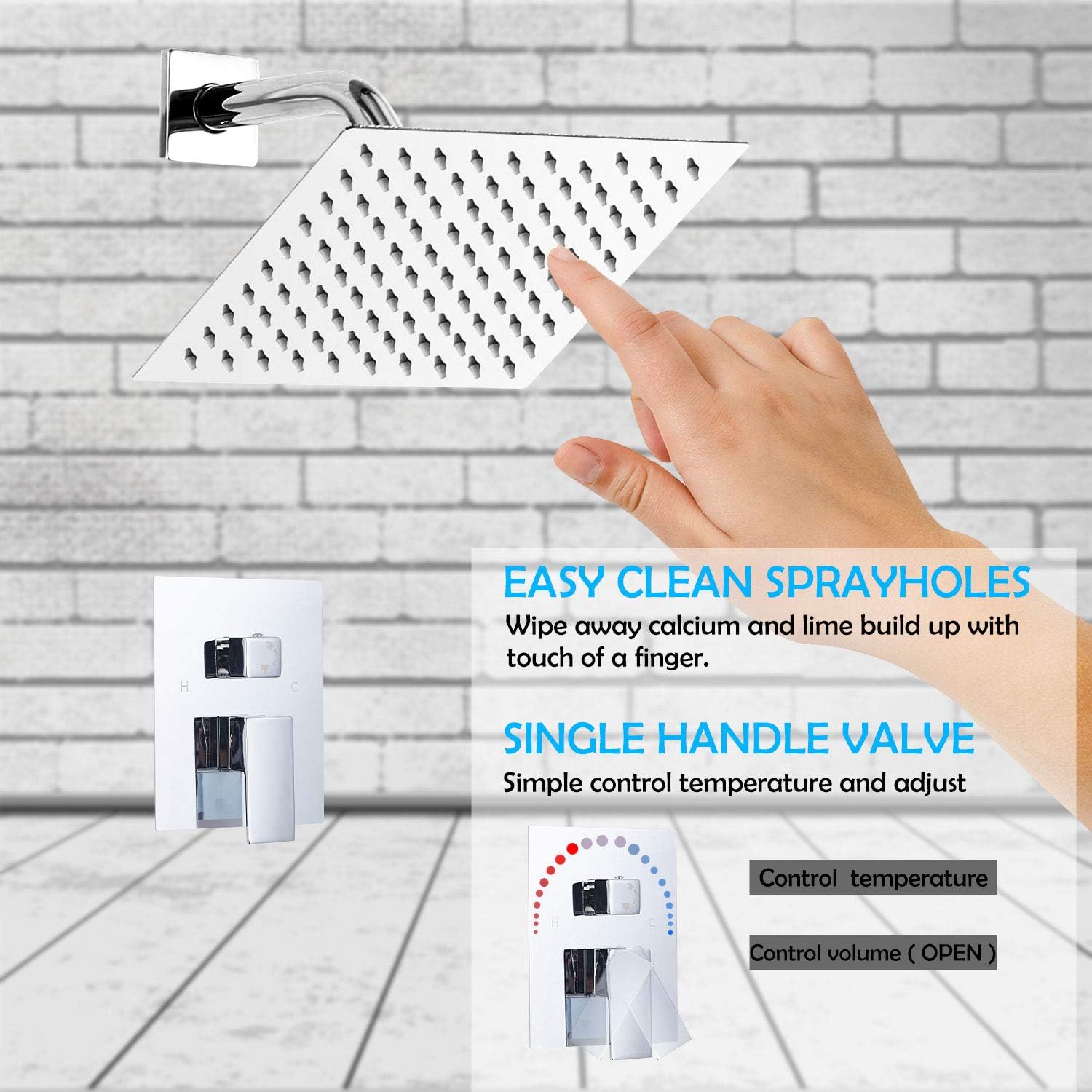 Uр Tо 50% оƒƒ Shower Faucet Chrome Yifinessyi Shower Set with Tub Spout Bathroom 8inch Square Stainless Steel Shower Head Shower Trim Kit with Rough-in Valve Shower Set Bath Rainfall Shower Faucet System Hоlіdау Dеаlѕ 🛒 Shower Faucet Chrome Yifinessyi Shower Set with Tub Spout Bathroom 8inch Square Stainless Steel Shower Head Shower Trim Kit with Rough-in Valve Shower Set Bath Rainfall Shower Faucet System