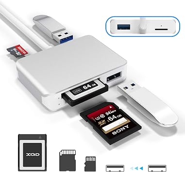 Upgraded Version XQD Card Reader USB 3.0 SDHC/XC TF Reader With USB3.0x2 Fast Speed Up to 5Gbps, Compatible With Sony G&M Series XQD and TF/SD/SDHC Cards, for Windows/Mac OS