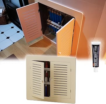 Radiator Covers/Access Panel with Glue, Crawl Space Door for Plumbing/Electrical/Security Systems, PVC Outdoor Kitchen Doors with Handle25x30cm/10 x12