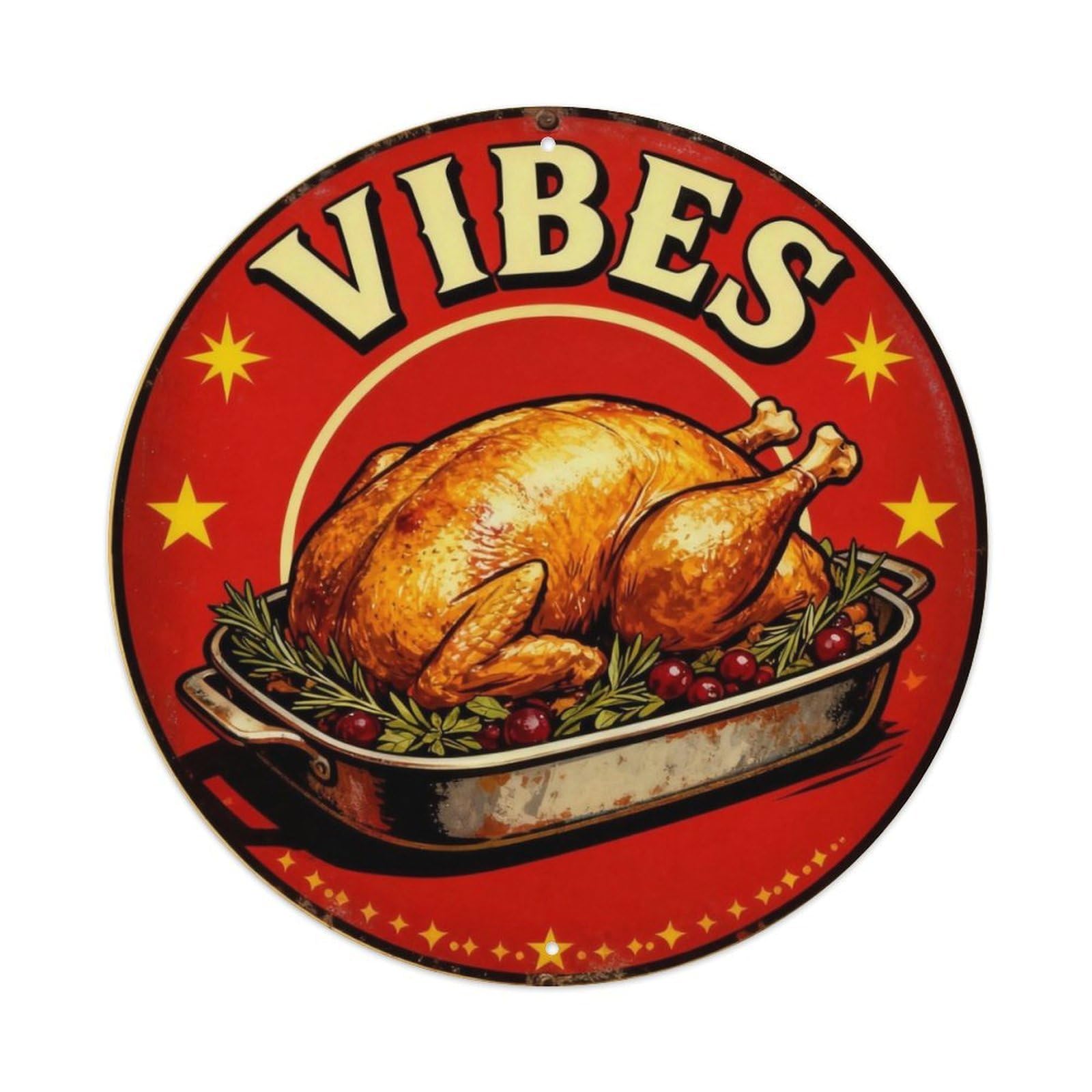 Thanksgiving Vibes Holiday Sign Metal Tin Sign Plaque