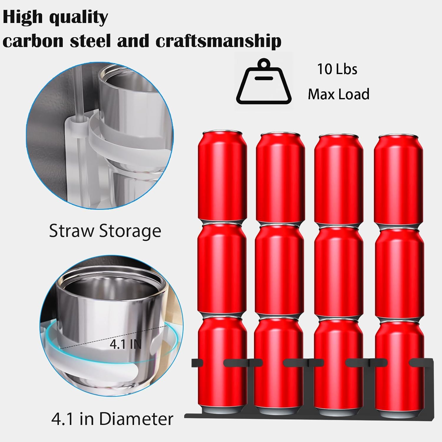 2Pcs Magnetic Water Bottle Organizer Compatible with Stanley 20 &30 &40oz Cups Magnetic Cup Holder for Fridge Tumbler Holder Kitchen Cup Storage Rack Magnetic Or Adhesive Mounting