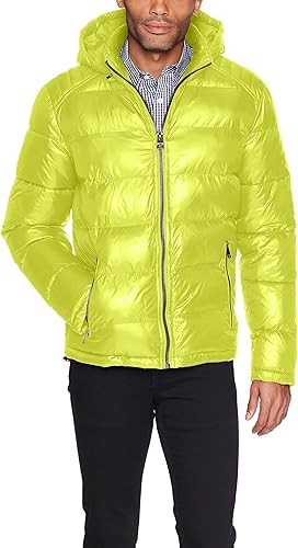 GUESS Chaqueta acolchada de peso medio para hombre con capucha extraíble