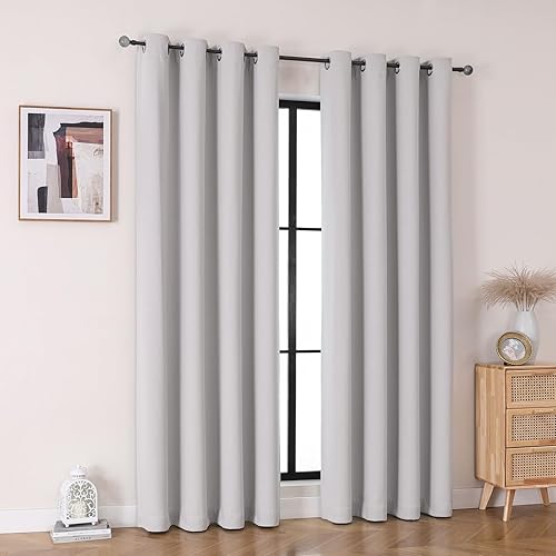 Miniatura 2 de Cortinas opacas con ojales para dormitorio y sala de estar, juego de 2 paneles con aislamiento térmico para oscurecer la habitación (gris hielo, 52