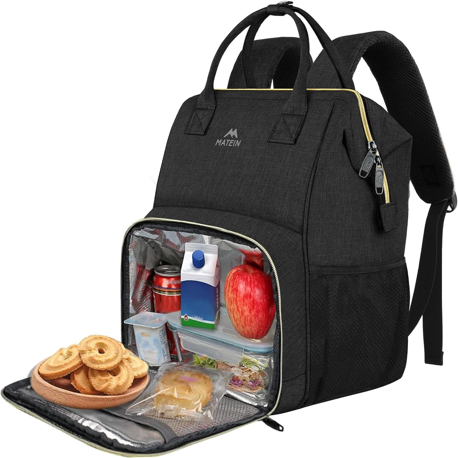 Rugzak Dames MATEIN Laptop Lunchrugzak - 15,6 Inch, Geïsoleerd Koelvak, USB- poort, Waterbestendig, Grijs 15.6 Inch Rugzak