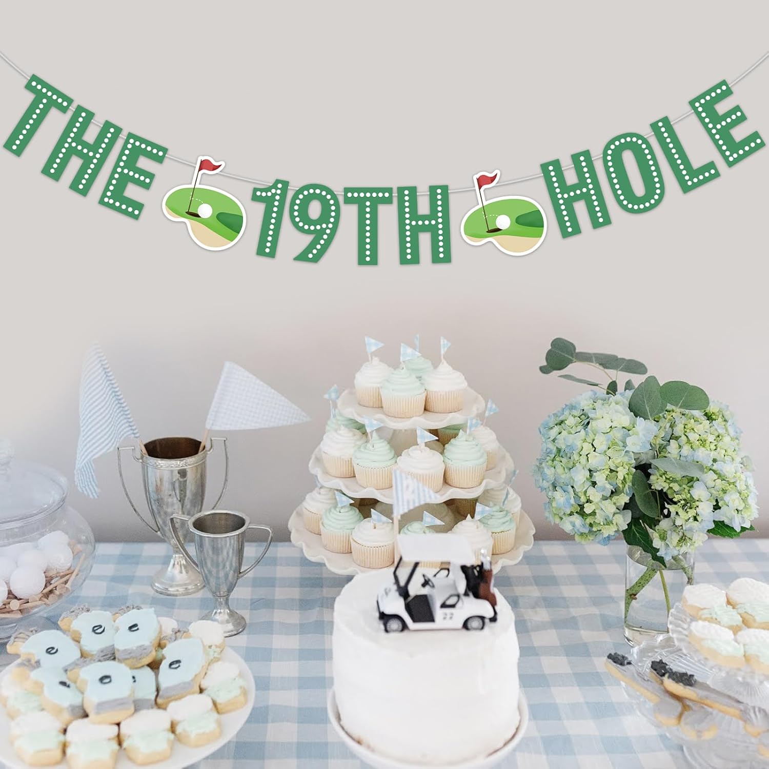 Golf Birthday Party Decorations Banner, 19th Birthday Decorations the 19th Hole Golf Banner Golf Themed Birthday Banner for Sport Theme 19 Year Old Birthday Decorations