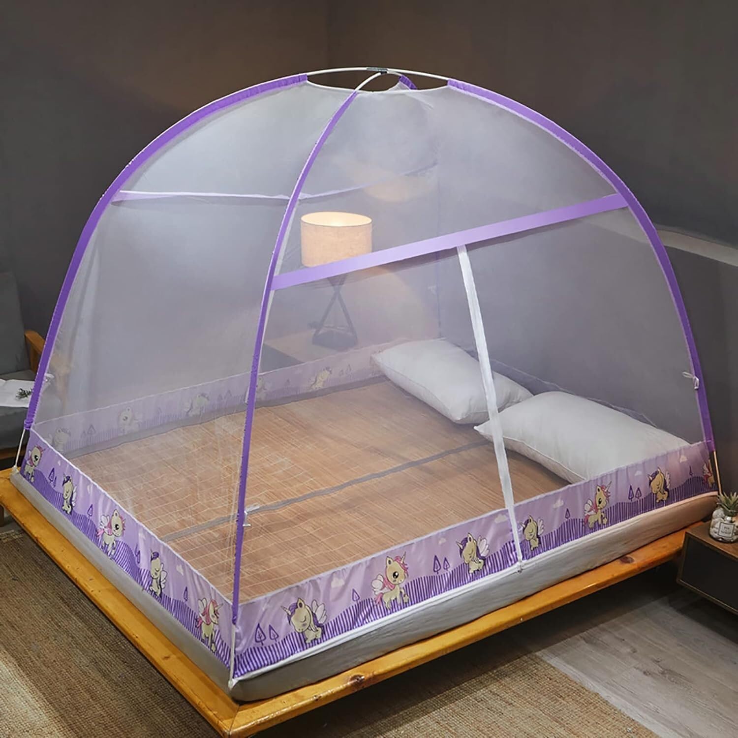 Mosquitera portátil de Viaje con Dosel para Cama, mosquitera Plegable de Doble Puerta (diámetro de 1,2 m)