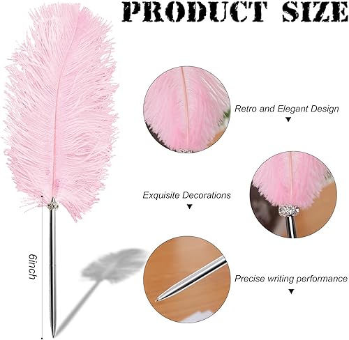 Miniatura 2 de Pluma de pluma bolígrafo de tinta negra Pluma de firma de boda para boda nupcial (rosa)