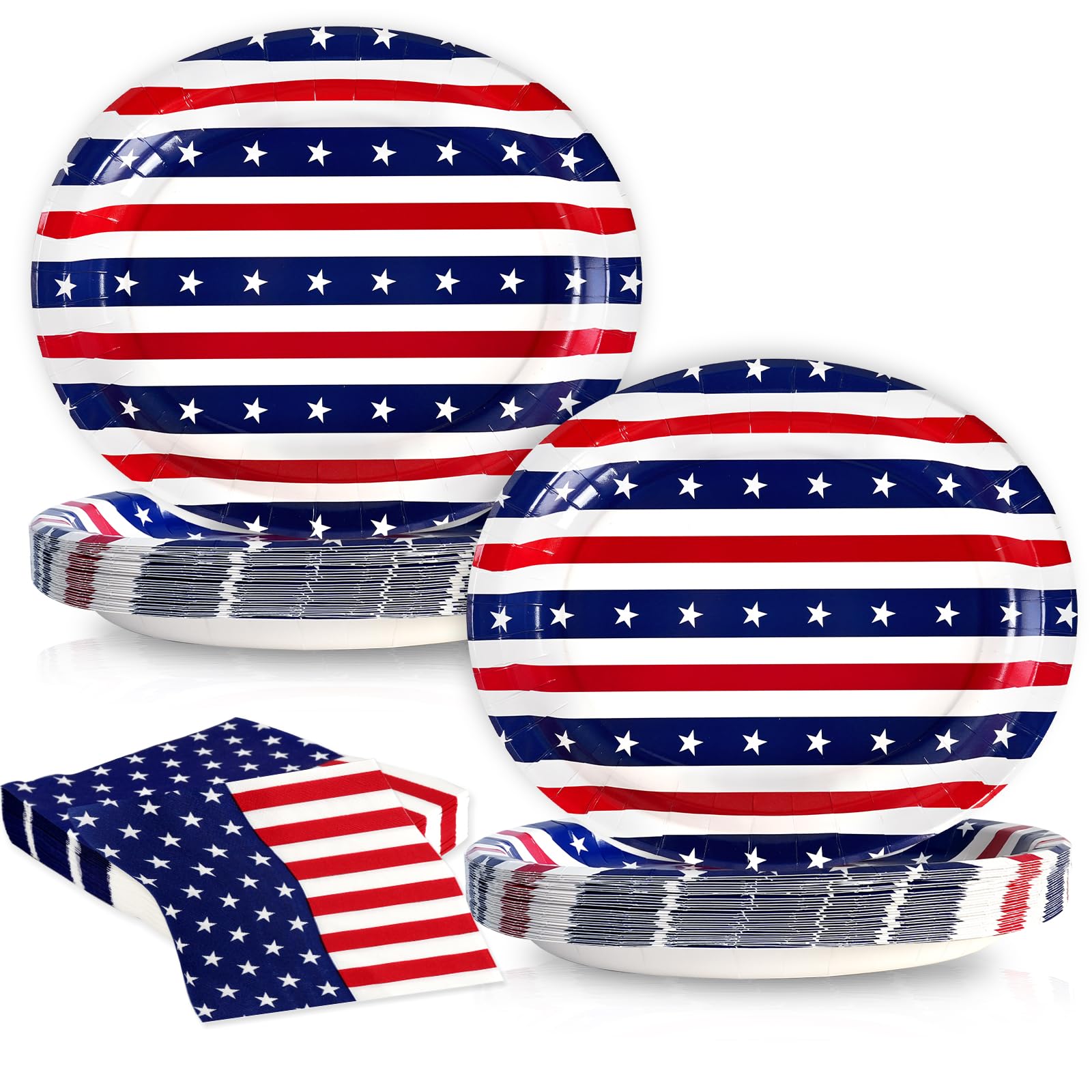 OuMuaMua 100 Pcs American Flag Patriotic Party Supplies - tableware | Mubboo
