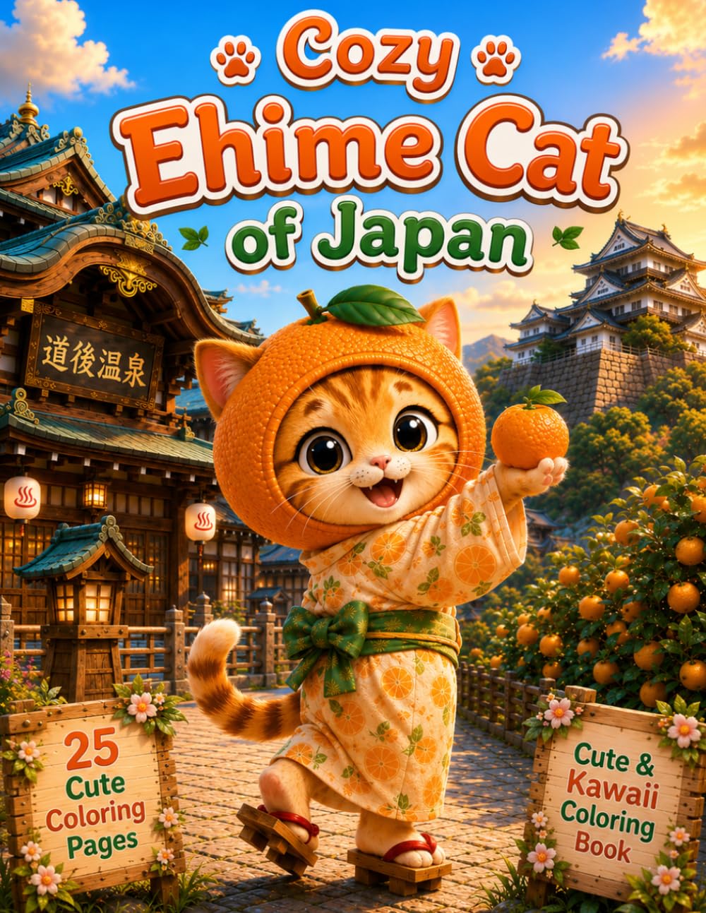 Cozy Ehime Cat of Japan: 25 Cute & Kawaii Coloring Pages Featuring Cats, Dogo Onsen, Matsuyama Castle, Shimanami Kaido and Beautiful Ehime Adventures (Cozy Cat of Japan)