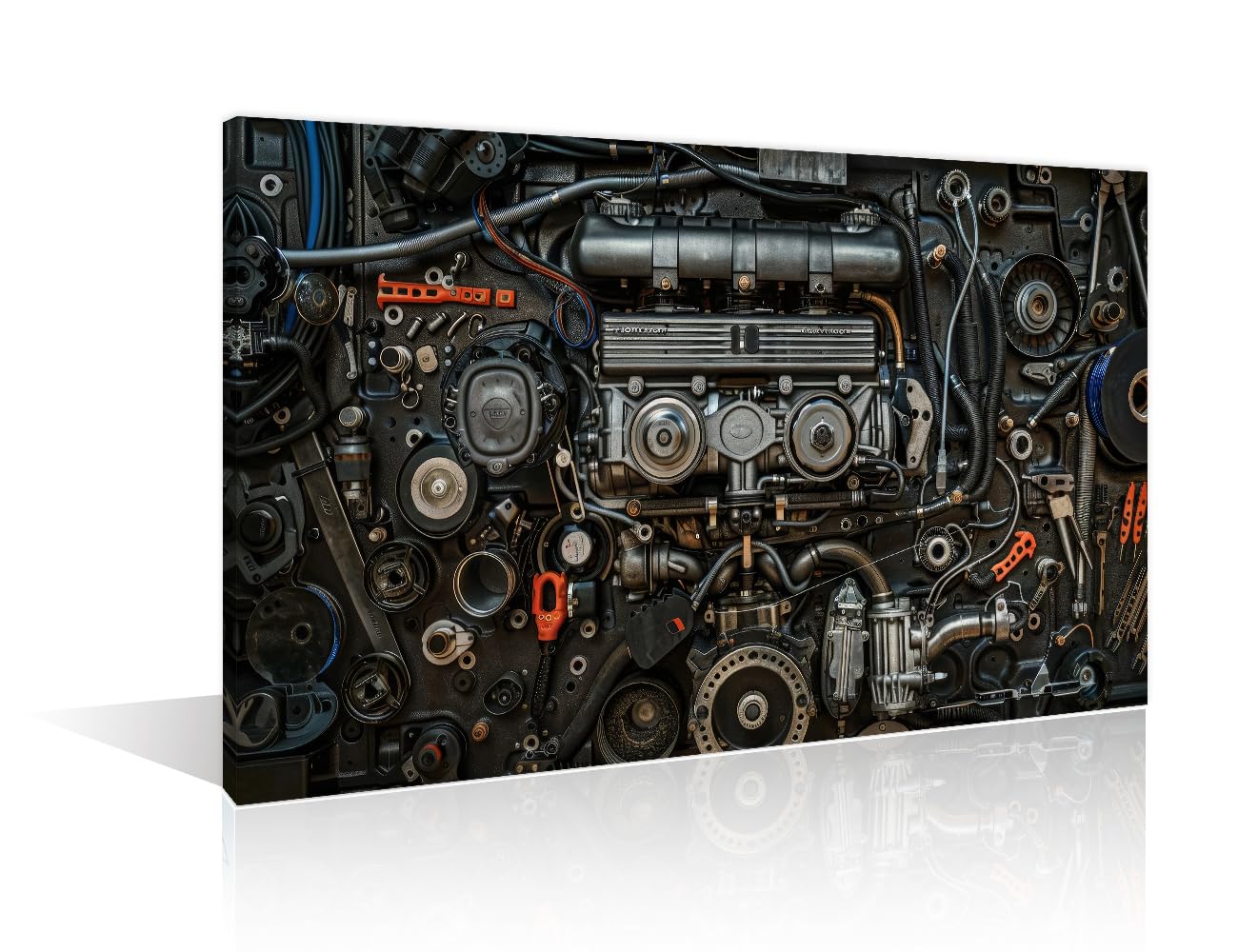 Mechanical Gear Canvas Wall Art for Living Room Home Decor Precision Engine Posters Prints on Canvas Engine Engineering Wall Decor for Bedroom Bathroom Office Framed Ready to Hang 12" Wx18 H
