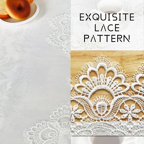 Miniatura 4 de Juego de 6 manteles individuales de encaje de poliéster para mesa de comedor, estilo granja, color blanco, para boda, hotel, cocina, 12 x 18