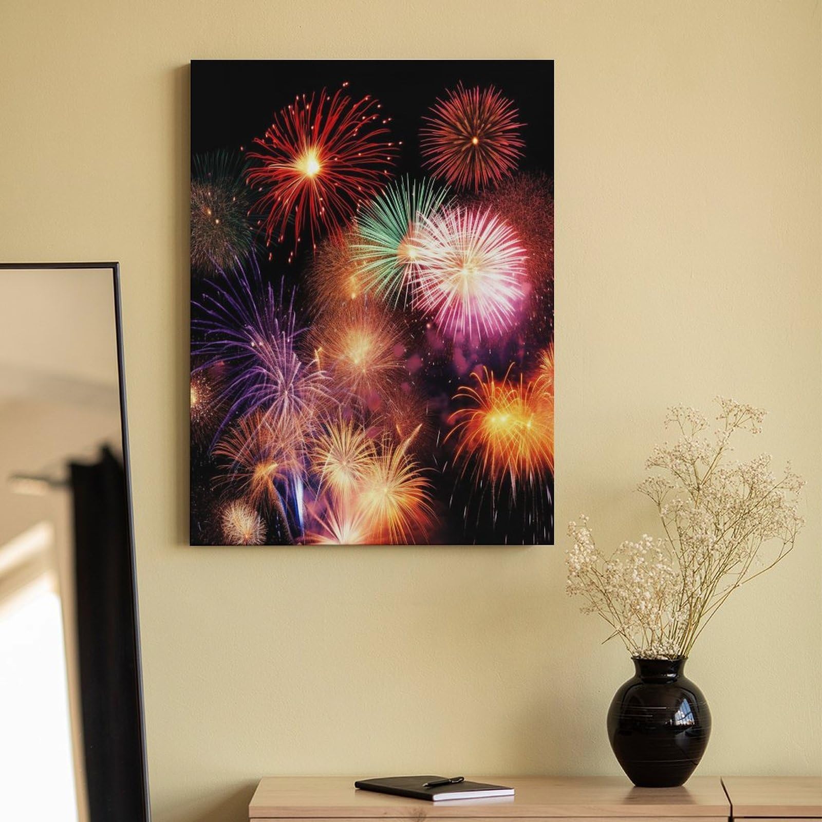 LPAGBCNU Wunderschönes Feuerwerk Malen nach Zahlen Kit für Erwachsene Anfänger Erwachsene Malen nach Zahlen Kits auf Leinwand DIY Acryl Ölfarben Malerei mit Pinseln als Geschenk Home Wall Decor