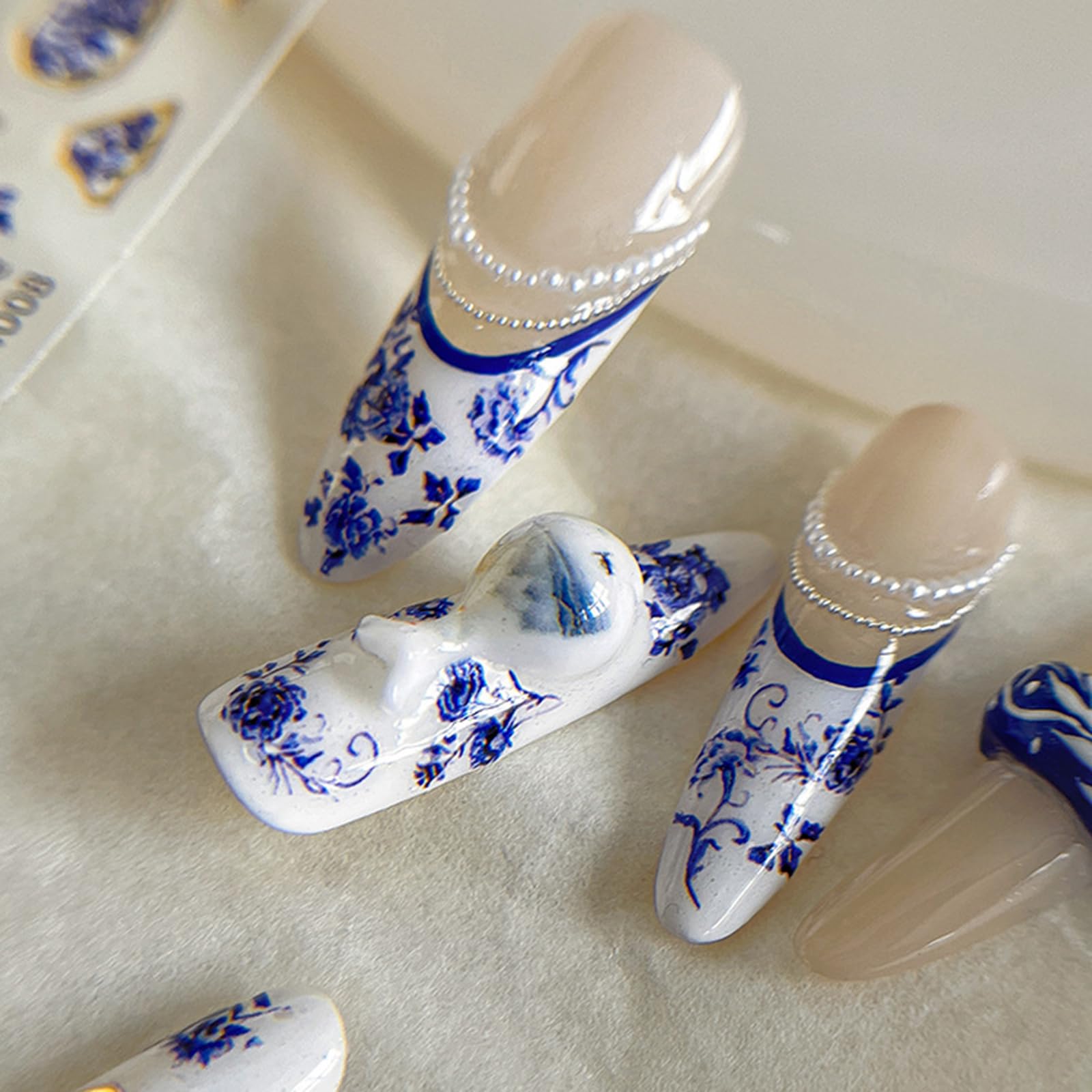 Amazon.com: Blue Flower Nail Art Stickers Blue and White Porcelain