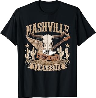 Nashville Music City Tshirt Women Men Tennessee Rock Country T-Shirt