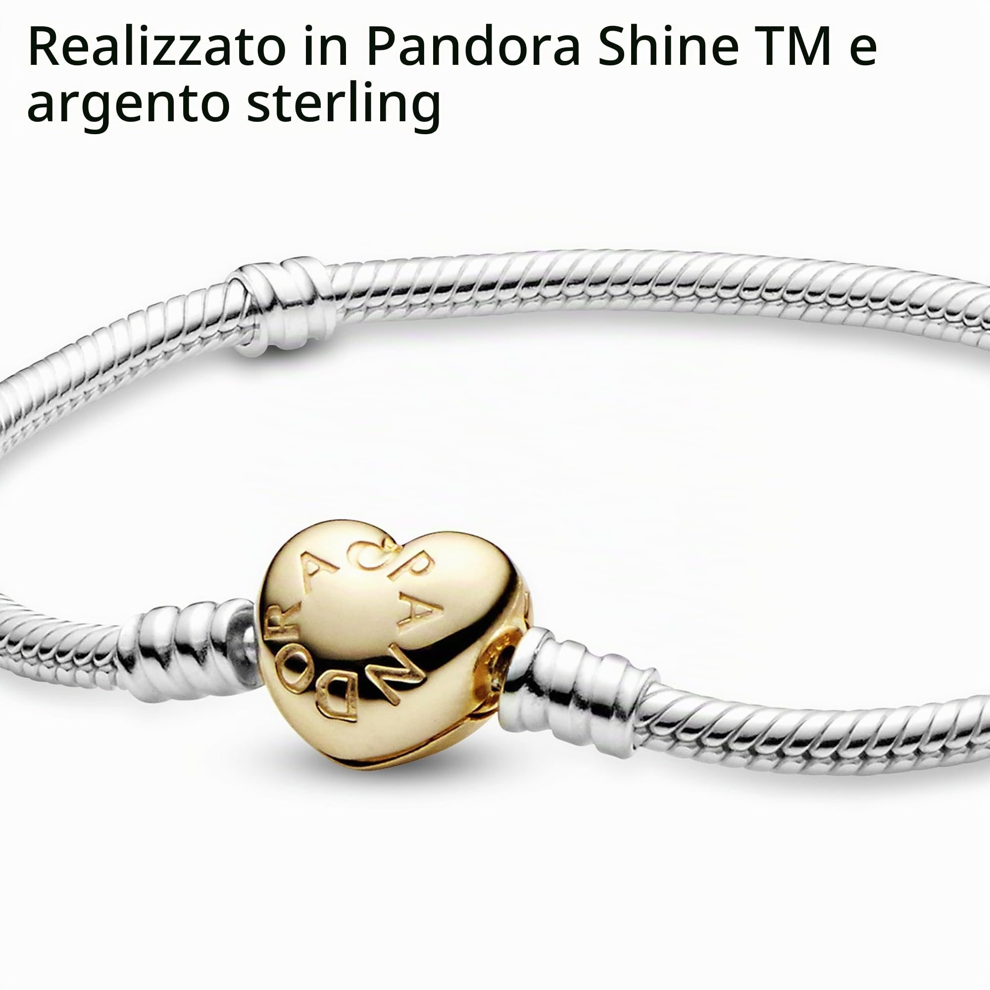 PANDORA Icons - Bracciale con chiusura a cuore splendente placcata in oro 14k