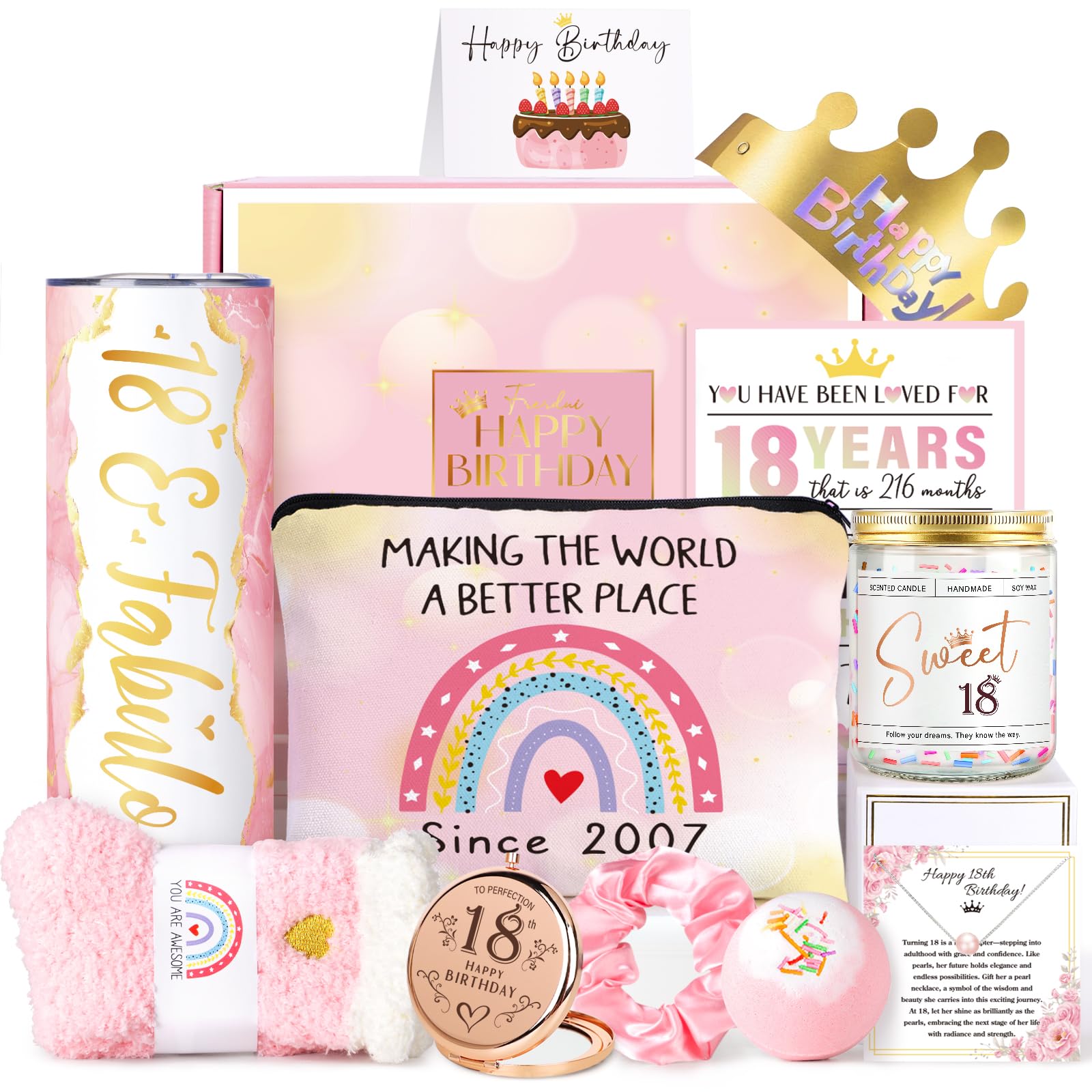 18th Birthday Gifts for Girls, Gifts for 18 Year Old Girl, 11 PCS Unique Trendy 18 Year Old Girl Birthday Fabulous Gift for Daughter Her, 18th