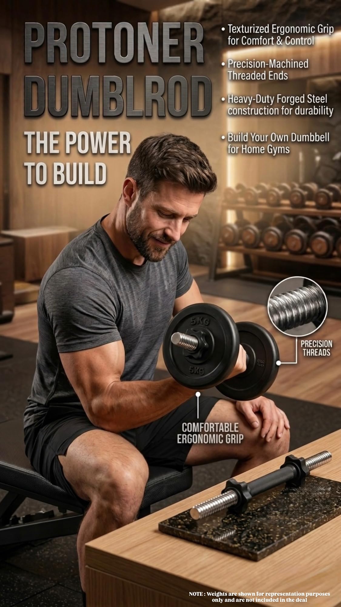 Protoner Dumbbell Rod pair for home gym 1