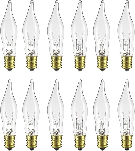 Sunlite Candelabro incandescente pequeño de 7 W, 39 lúmenes, bombilla transparente, paquete de 12