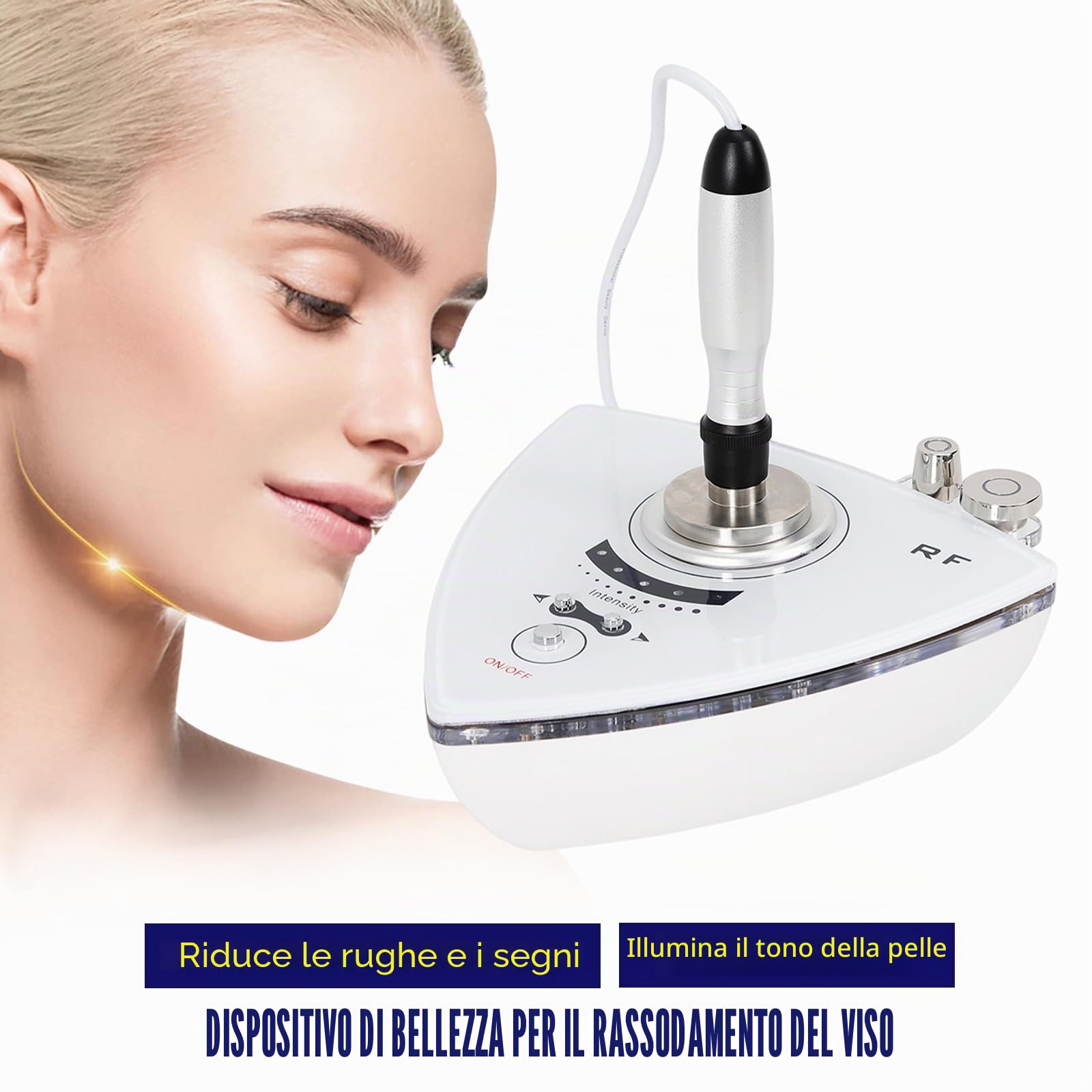 Apparecchio tonificante, massaggiatore viso, anti-invecchiamento ad alta frequenza, dispositivo di bellezza con tre sonde, intensità regolabile, adatto per occhi, viso e parti del corpo