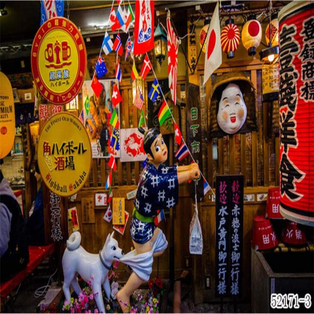 Benutzerdefinierte 3D Japanische Street View Fototapete Wandbild Sushi Restaurant Ramen Shop Izakaya Hot Pot Barbecue Store Tapete 3D 250Cm(W)×175Cm(H)